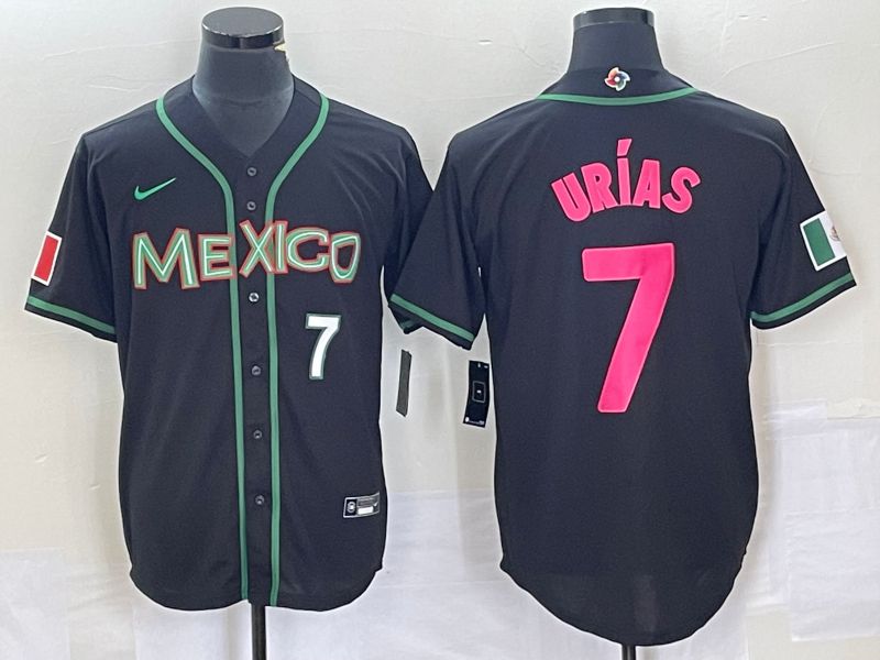 Men 2023 World Cub Mexico #7 Urias Black pink Nike MLB Jersey36